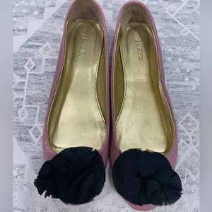 J. Crew leather ballet flats with flower detail